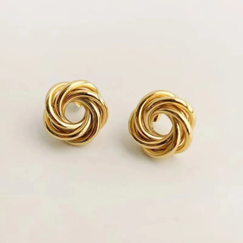 Golden Modern Knot Earrings