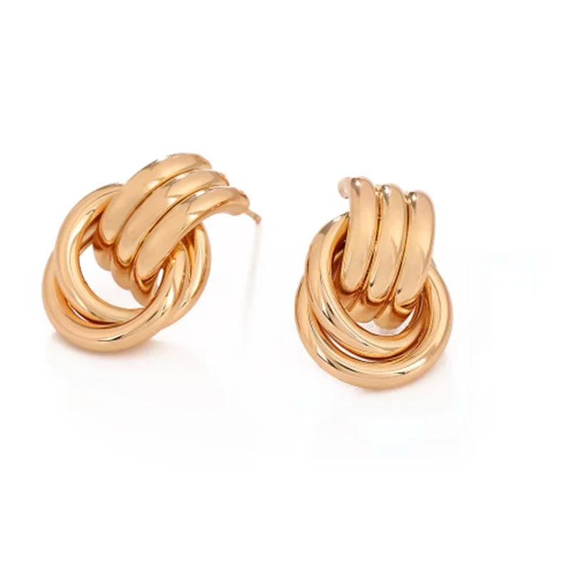 Golden Modern Knot Earrings
