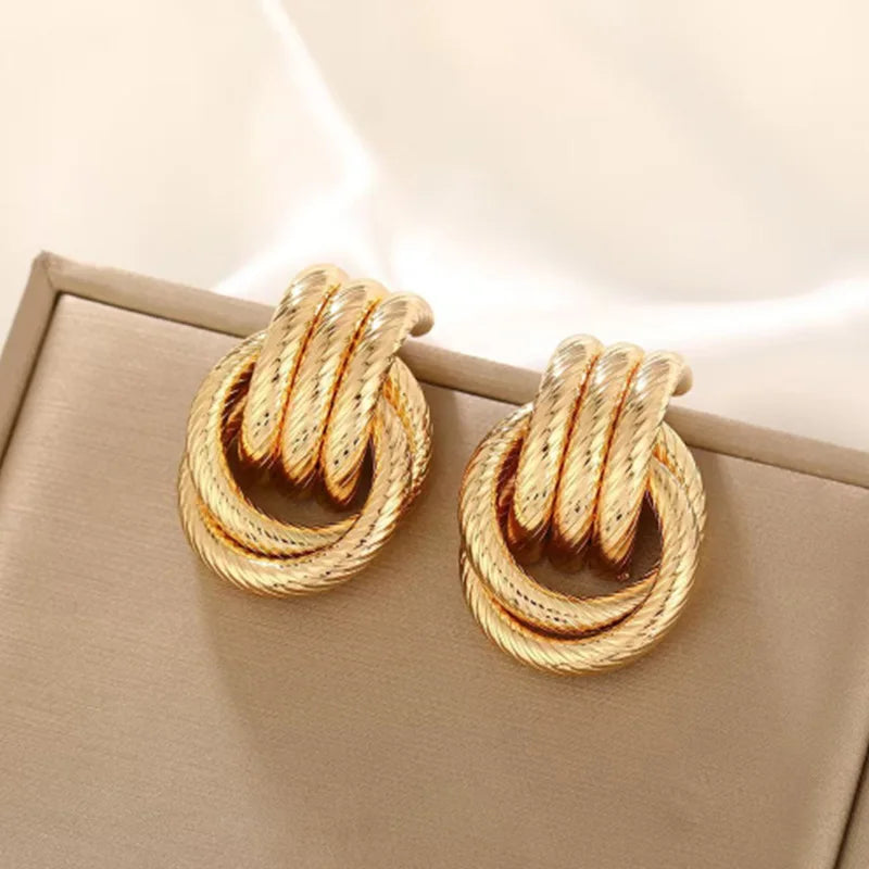 Golden Modern Knot Earrings