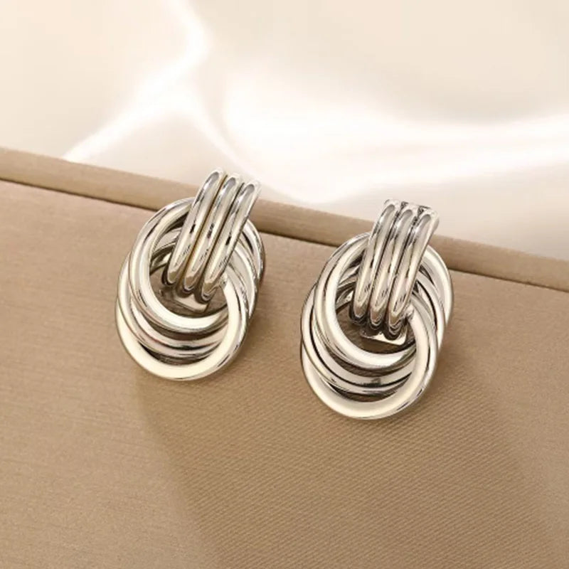 Golden Modern Knot Earrings