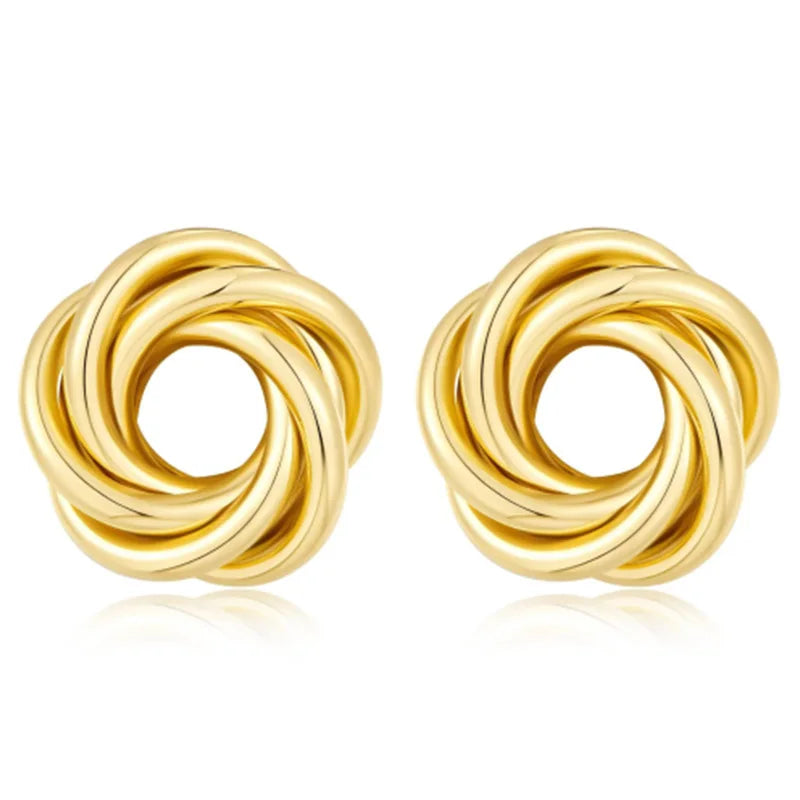 Golden Modern Knot Earrings