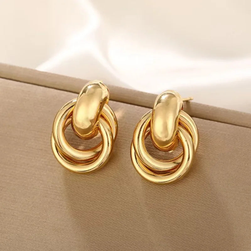 Golden Modern Knot Earrings