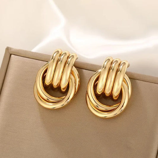 Golden Modern Knot Earrings