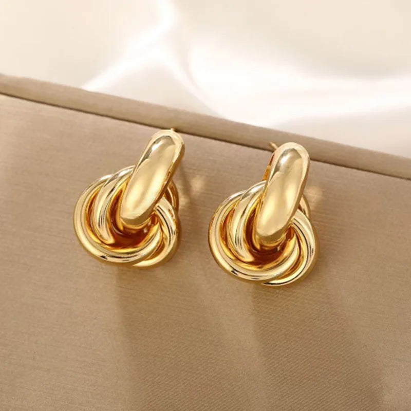 Golden Modern Knot Earrings