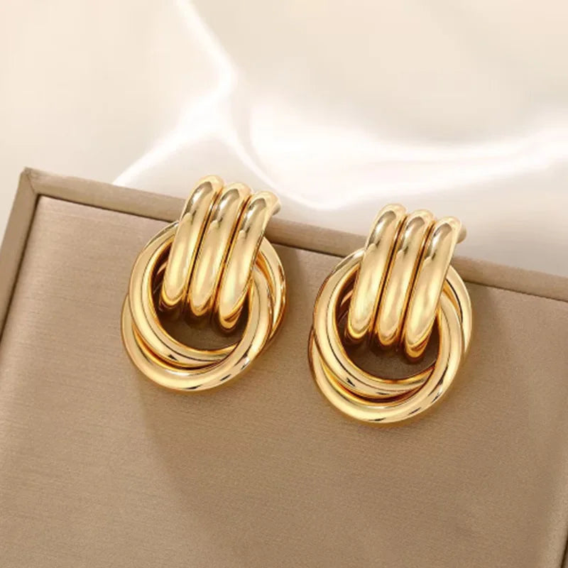 Golden Modern Knot Earrings
