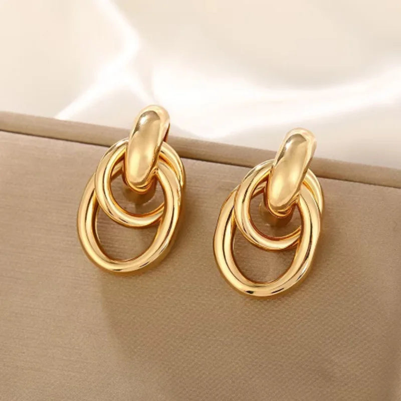Golden Modern Knot Earrings