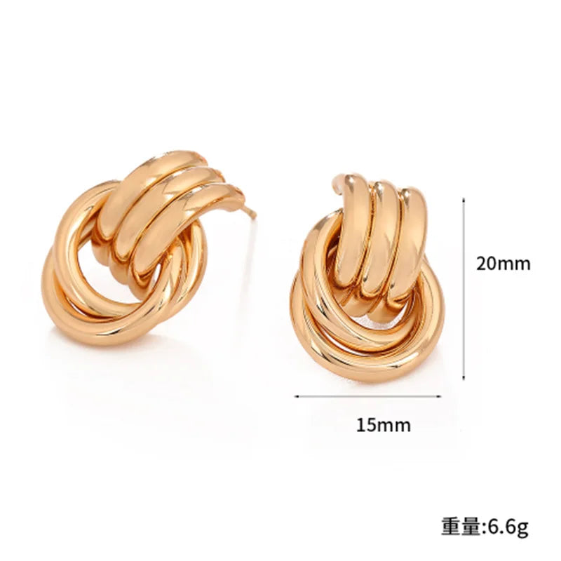 Golden Modern Knot Earrings