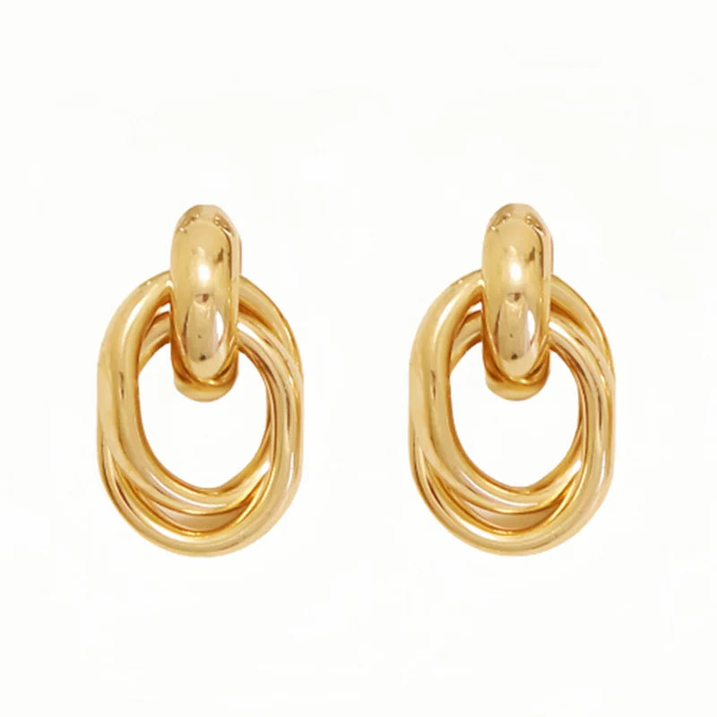 Golden Modern Knot Earrings