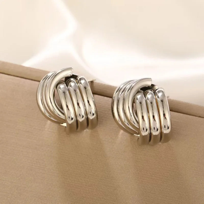 Golden Modern Knot Earrings