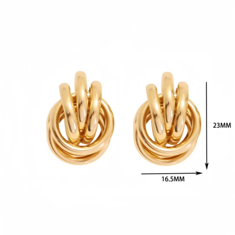 Golden Modern Knot Earrings