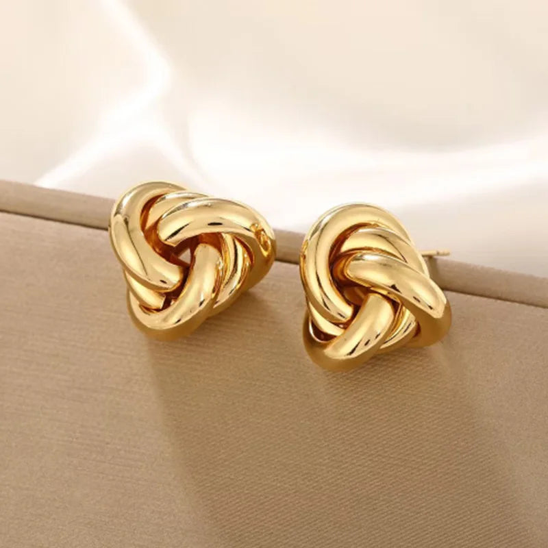 Golden Modern Knot Earrings
