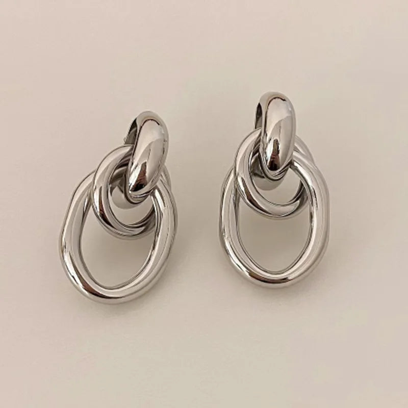 Golden Modern Knot Earrings