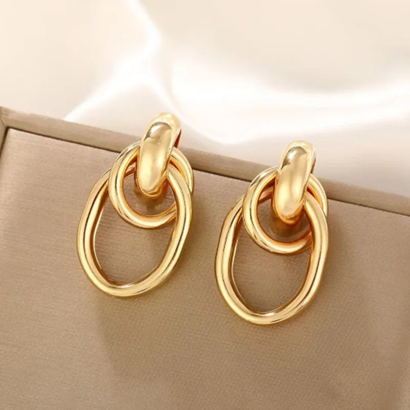 Golden Modern Knot Earrings