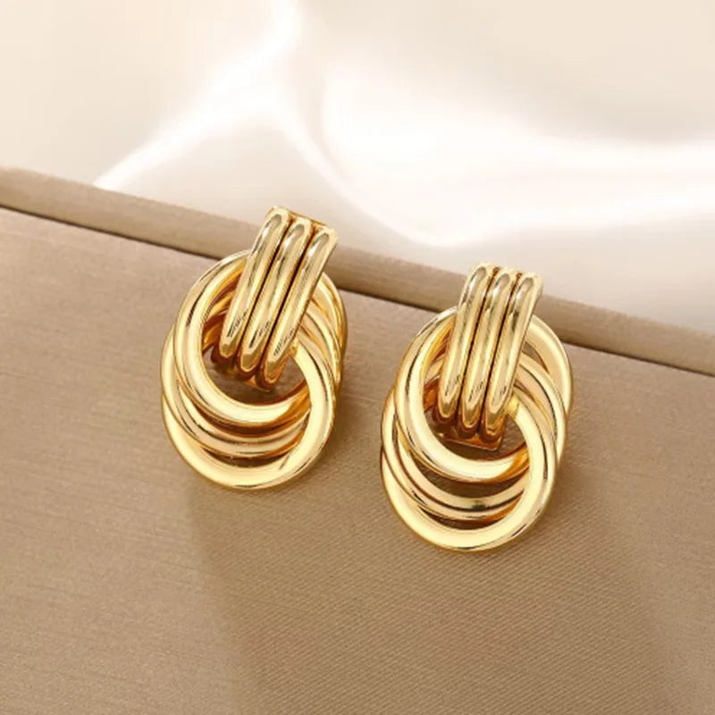 Golden Modern Knot Earrings