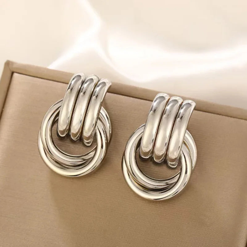 Golden Modern Knot Earrings
