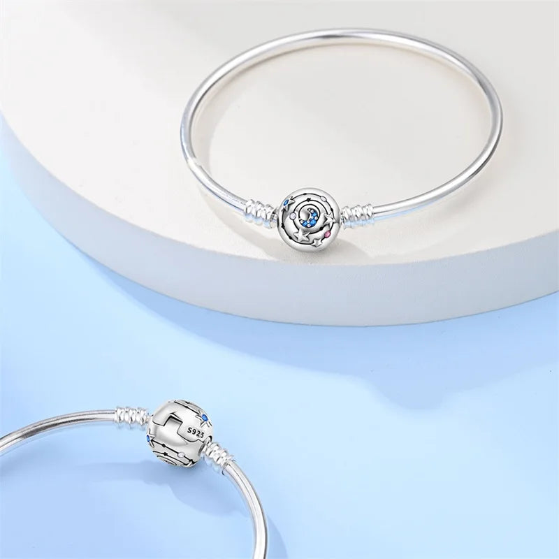 925 Silver Bracelet Four-Leaf Clover with Green Zirconia