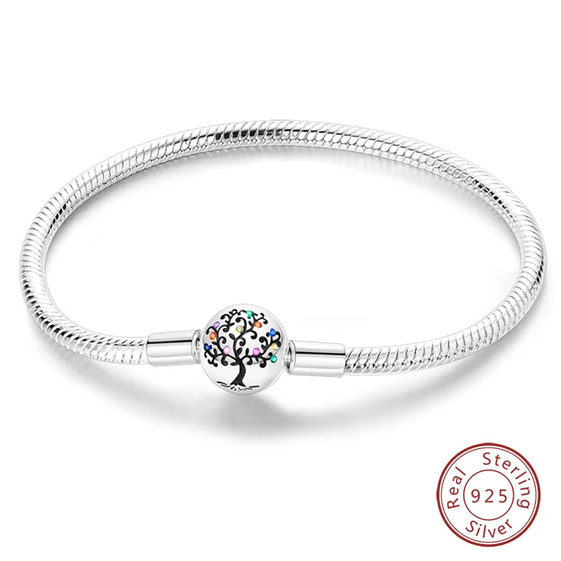 925 Silver Bracelet Four-Leaf Clover with Green Zirconia