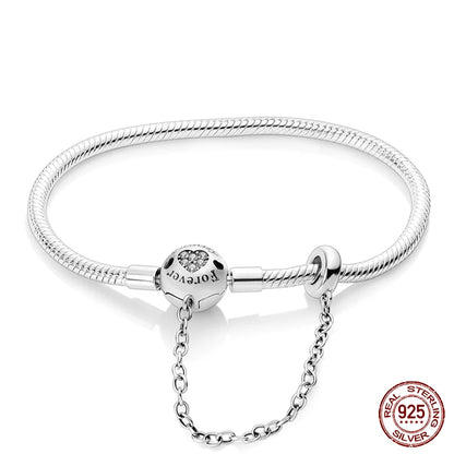 925 Silver Bracelet Four-Leaf Clover with Green Zirconia