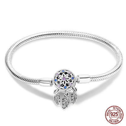 925 Silver Bracelet Four-Leaf Clover with Green Zirconia