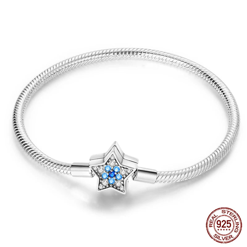925 Silver Bracelet Four-Leaf Clover with Green Zirconia