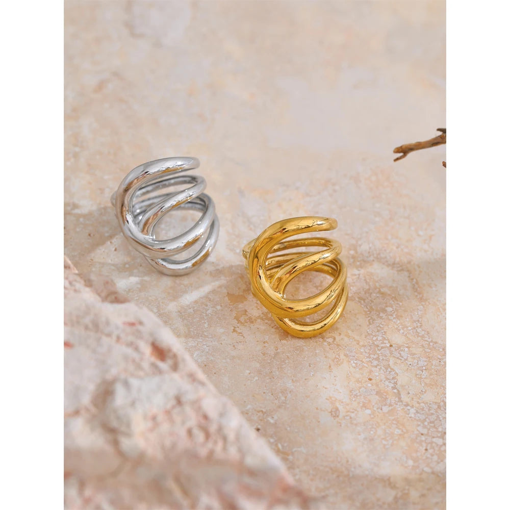 Geometric Stainless Steel Ring, ELEGANT