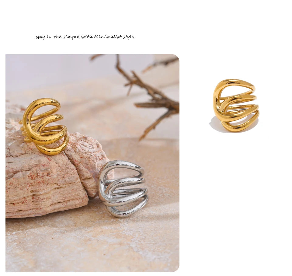 Geometric Stainless Steel Ring, ELEGANT