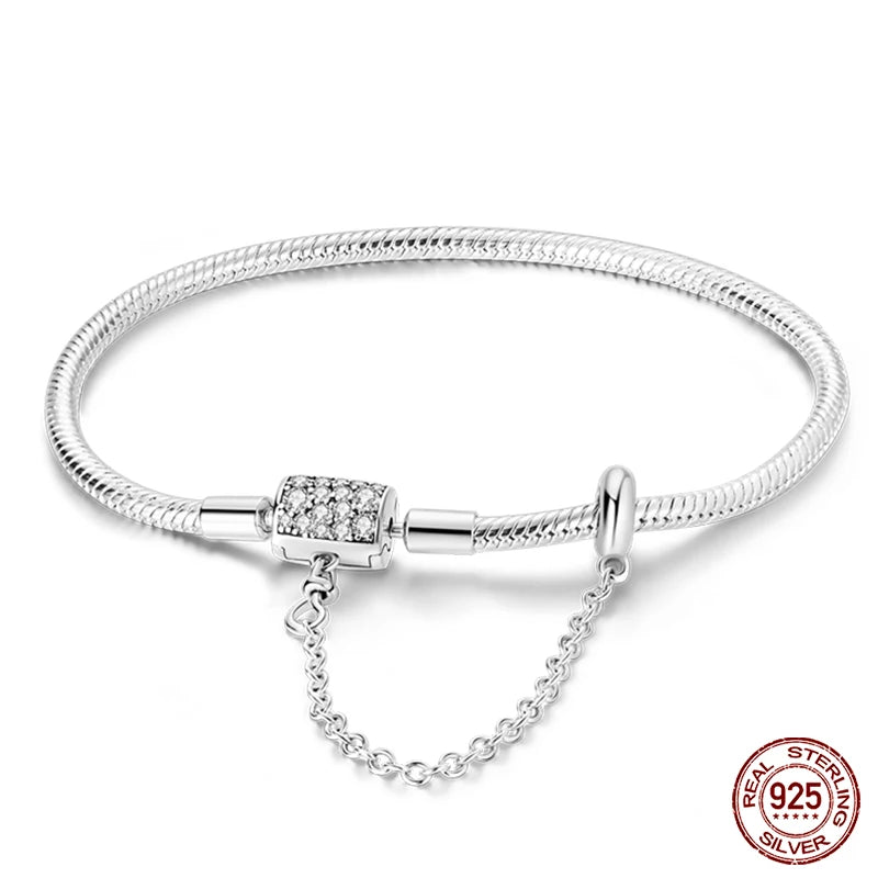 925 Silver Bracelet Four-Leaf Clover with Green Zirconia