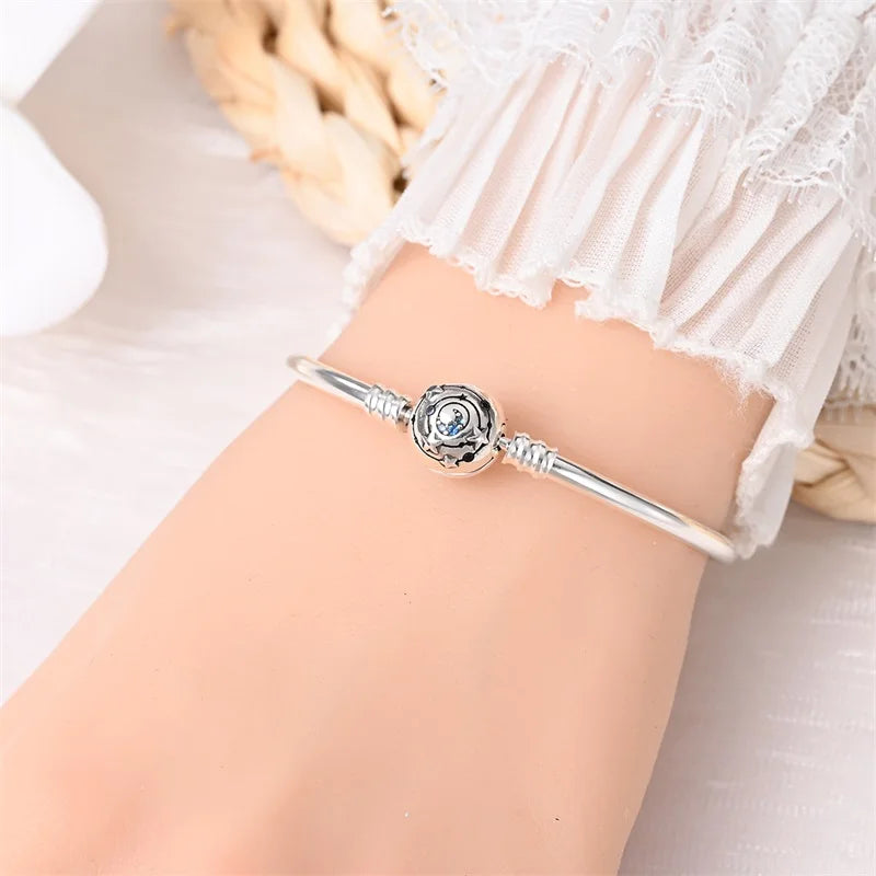 925 Silver Bracelet Four-Leaf Clover with Green Zirconia