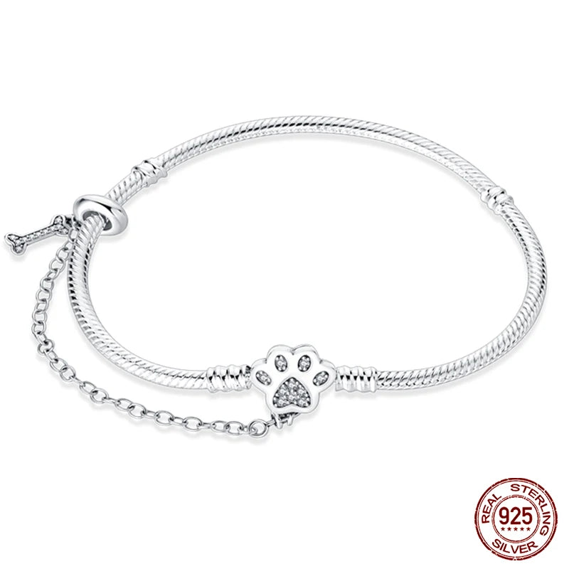 925 Silver Bracelet Four-Leaf Clover with Green Zirconia