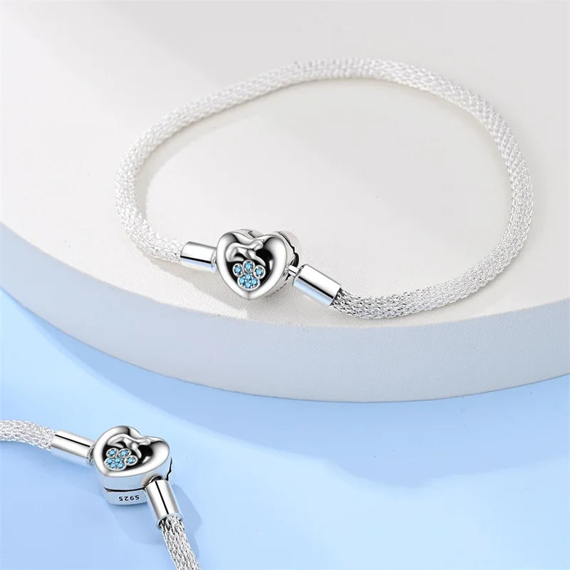 925 Silver Bracelet Four-Leaf Clover with Green Zirconia