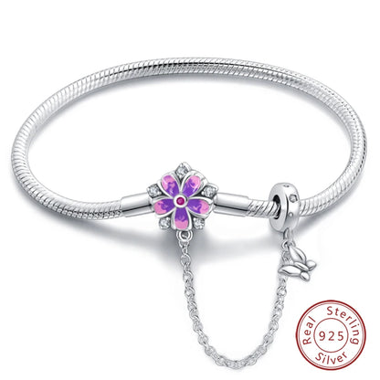 925 Silver Bracelet Four-Leaf Clover with Green Zirconia
