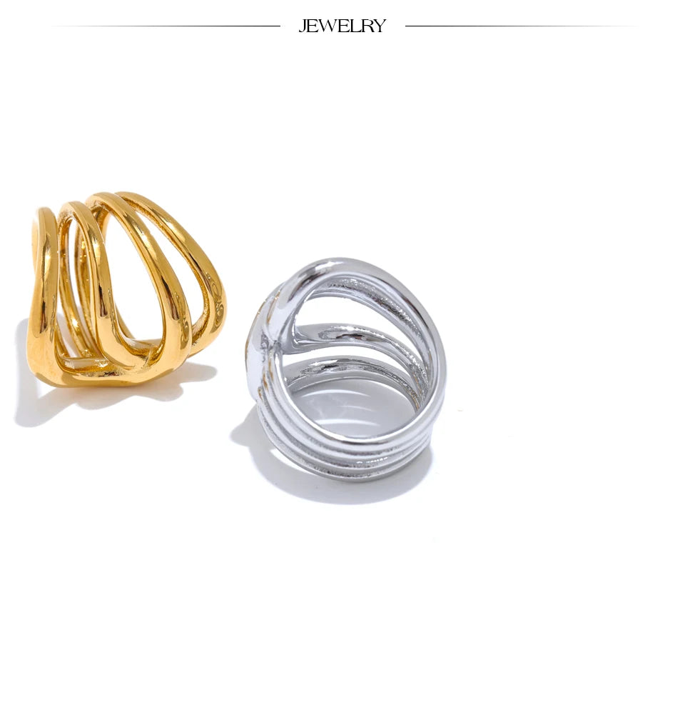 Geometric Stainless Steel Ring, ELEGANT