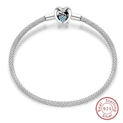 925 Silver Bracelet Four-Leaf Clover with Green Zirconia