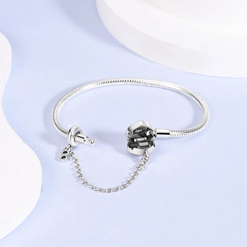 925 Silver Bracelet Four-Leaf Clover with Green Zirconia