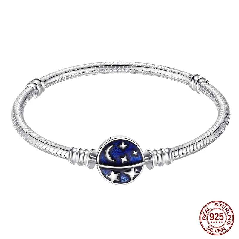 925 Silver Bracelet Four-Leaf Clover with Green Zirconia
