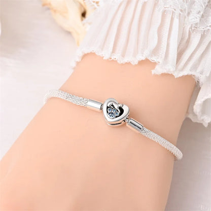 925 Silver Bracelet Four-Leaf Clover with Green Zirconia
