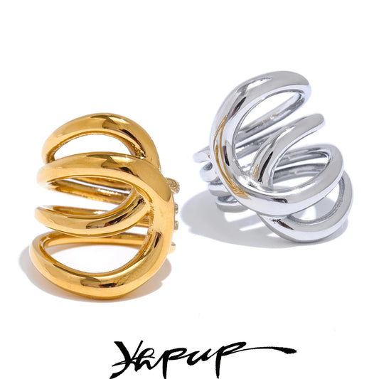 Geometric Stainless Steel Ring, ELEGANT