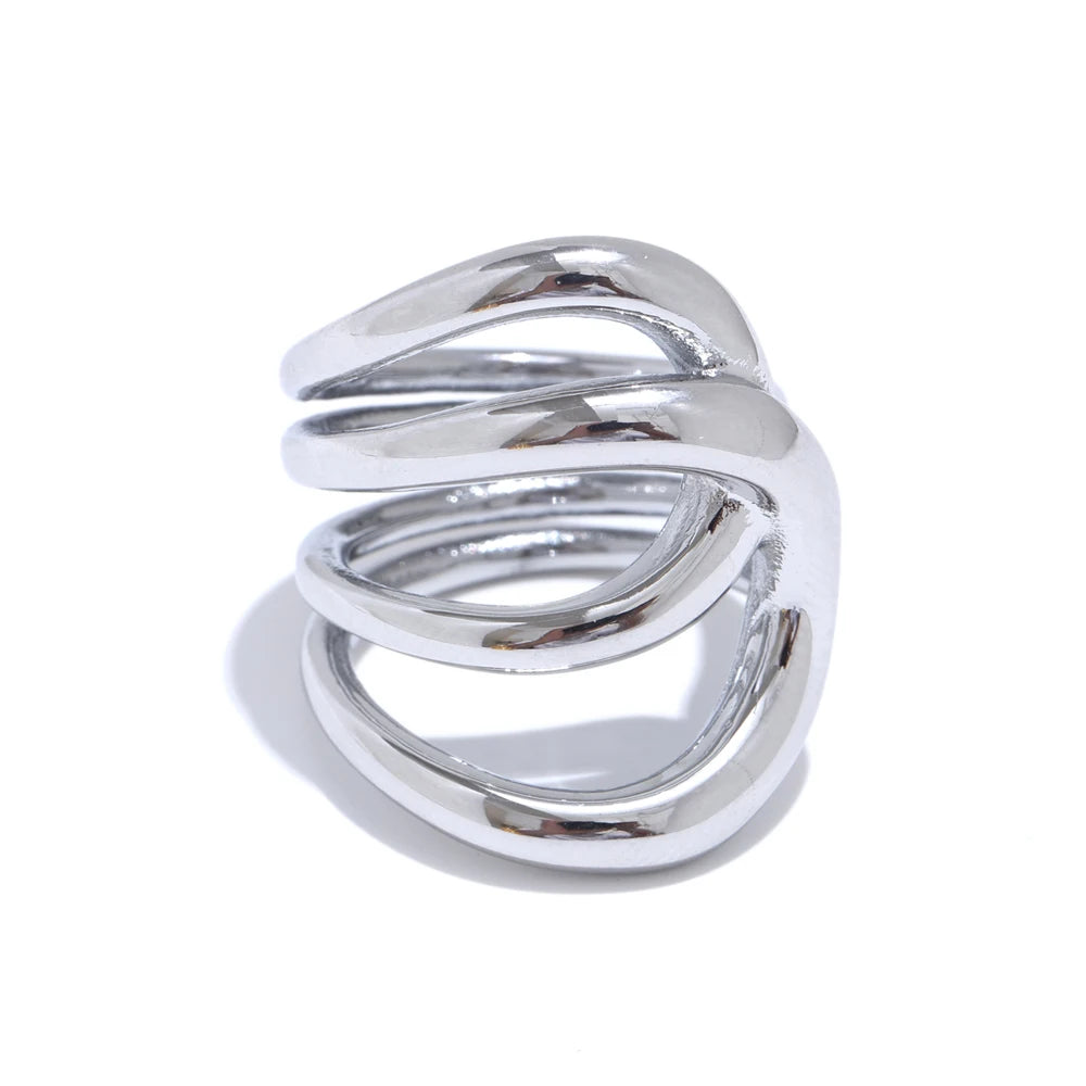 Geometric Stainless Steel Ring, ELEGANT