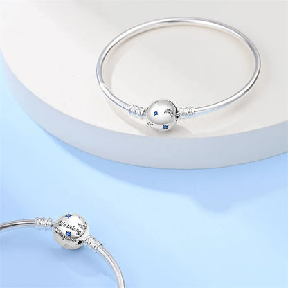 925 Silver Bracelet Four-Leaf Clover with Green Zirconia