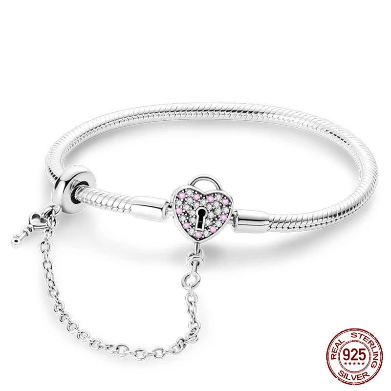 925 Silver Bracelet Four-Leaf Clover with Green Zirconia
