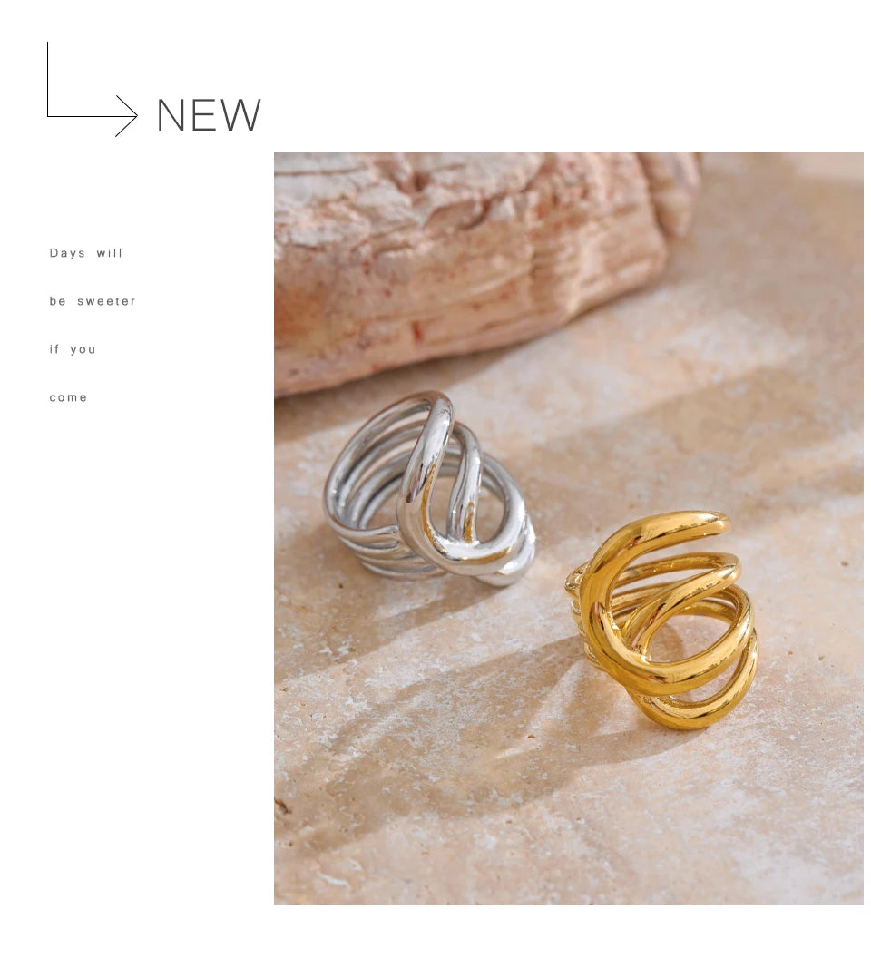 Geometric Stainless Steel Ring, ELEGANT