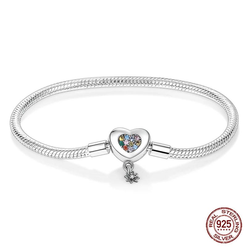 925 Silver Bracelet Four-Leaf Clover with Green Zirconia