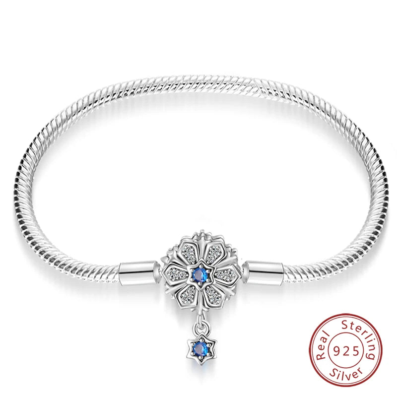 925 Silver Bracelet Four-Leaf Clover with Green Zirconia