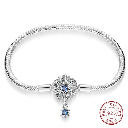925 Silver Bracelet Four-Leaf Clover with Green Zirconia