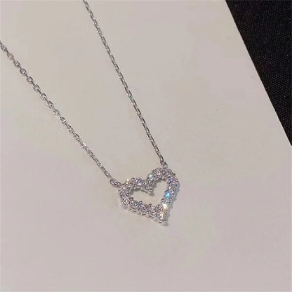 Hollow Heart Necklace with Crystal – Exclusive Kpop Elegance