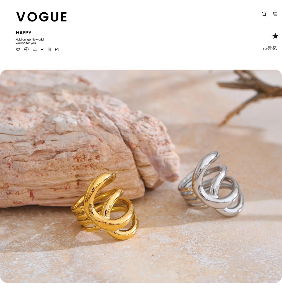 Geometric Stainless Steel Ring, ELEGANT
