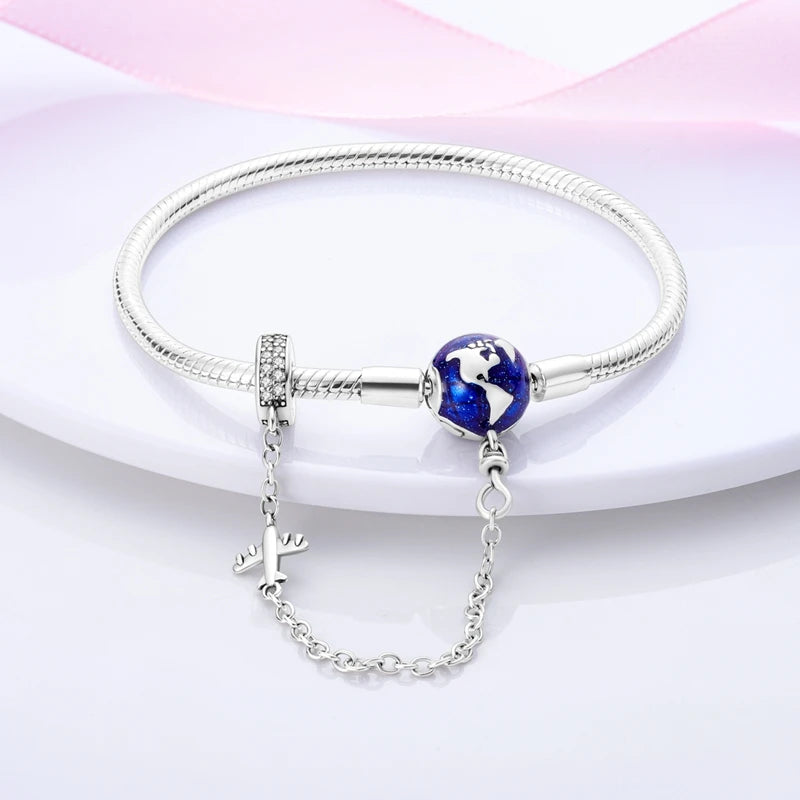 925 Silver Bracelet Four-Leaf Clover with Green Zirconia