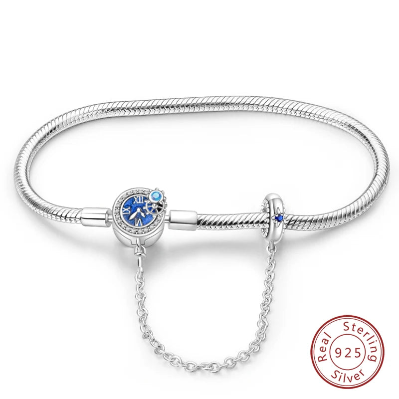 925 Silver Bracelet Four-Leaf Clover with Green Zirconia