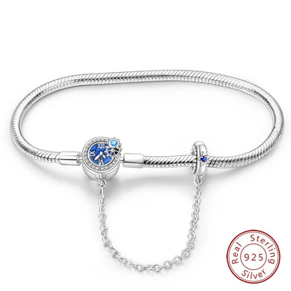 925 Silver Bracelet Four-Leaf Clover with Green Zirconia