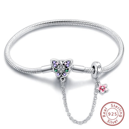 925 Silver Bracelet Four-Leaf Clover with Green Zirconia